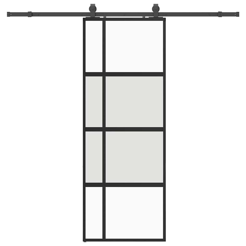 Afbeelding laden in galerijviewer, Vidaxl schuifdeur met beslagset 76x205 cm gehard glas zwart
