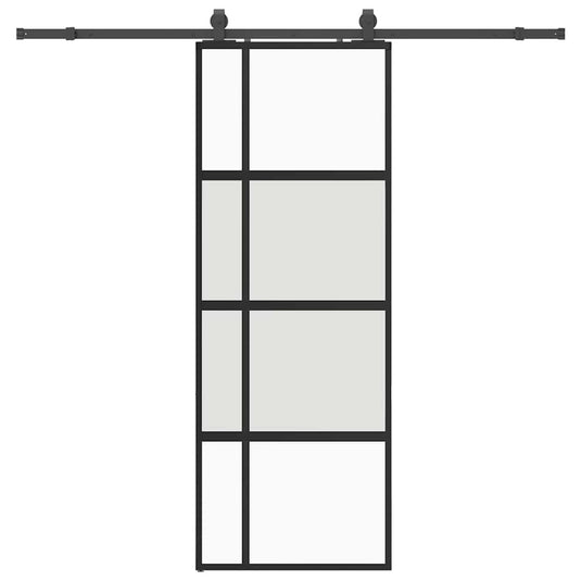 Vidaxl schuifdeur met beslagset 76x205 cm gehard glas zwart