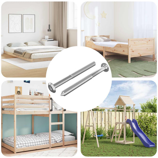 Vidaxl meubelschroeven 2 pcs zilver m6 x 85 mm staal