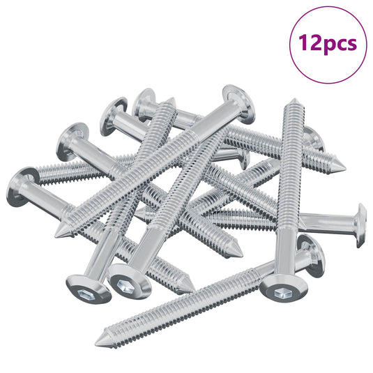 Vidaxl bout 12 pcs zilver m6 x 60 mm staal