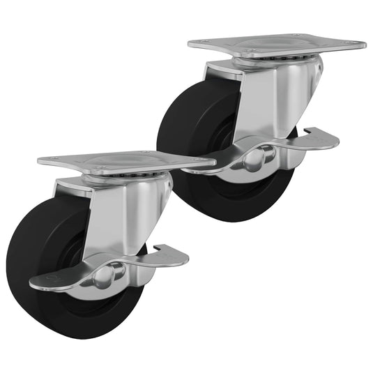 Vidaxl caster 2 st zwart en zilver 50,7 x 50,7 x 24,4 mm ijs en nylon