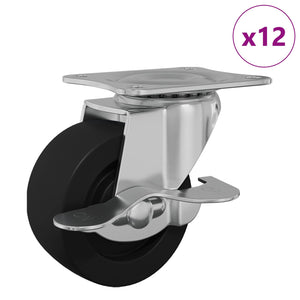 Vidaxl caster 12 st zwart en zilver 50,7 x 50,7 x 24,4 mm ijs en nylon
