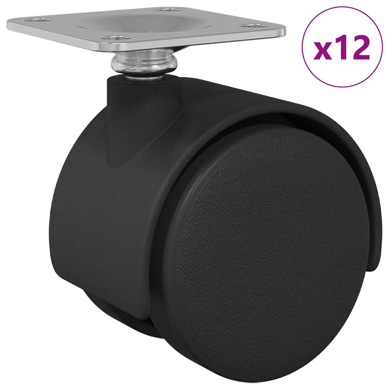 Afbeelding laden in galerijviewer, Vidaxl zwenkwiel 12 st zwart 39,5 x 39,5 x 37,8 mm ijzer en pp
