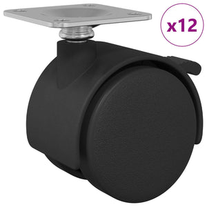 Vidaxl wiel 12 st zwart 39,5 x 39,5 x 37,8 mm ijzer en polypropyleen