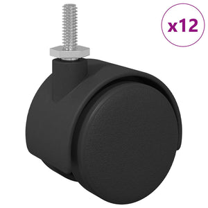 Vidaxl caster 12 st zwart en zilver 40,1 x 40,1 x 37,8 mm ijzer en pp