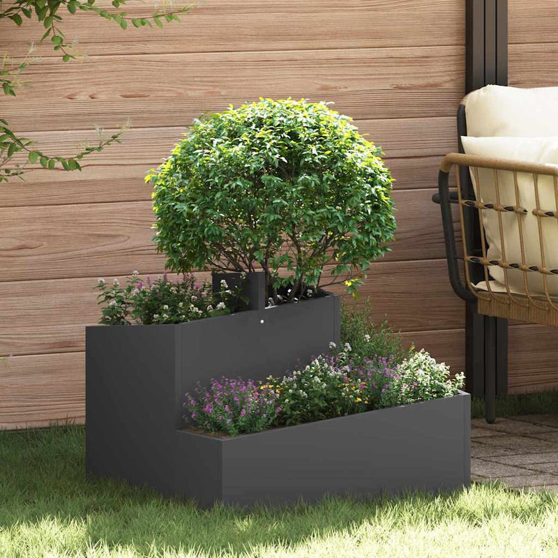 Afbeelding laden in galerijviewer, Vidaxl tuin bloempot zwart 60 x 60 x 50 cm koudgewalst staal
