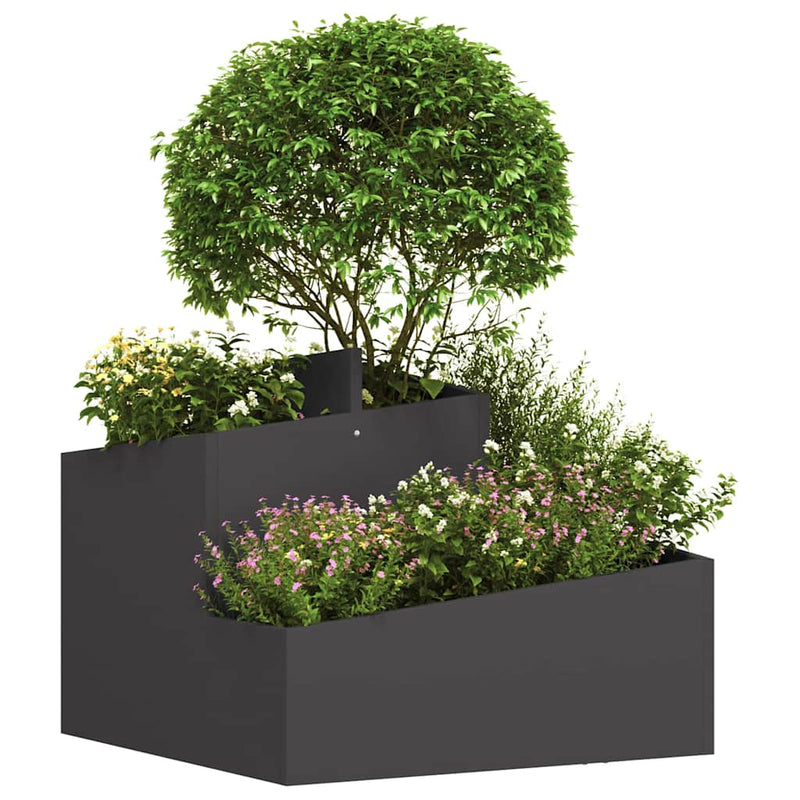 Afbeelding laden in galerijviewer, Vidaxl tuin bloempot zwart 60 x 60 x 50 cm koudgewalst staal
