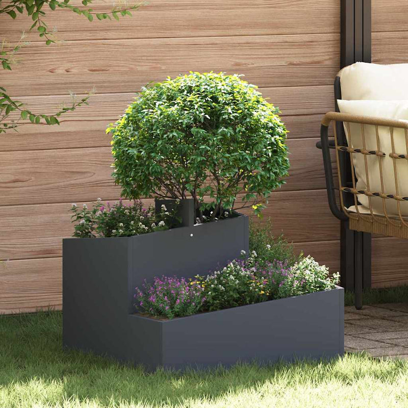 Afbeelding laden in galerijviewer, Vidaxl tuin bloempot antraciet 60 x 60 x 50 cm koudgewalst staal
