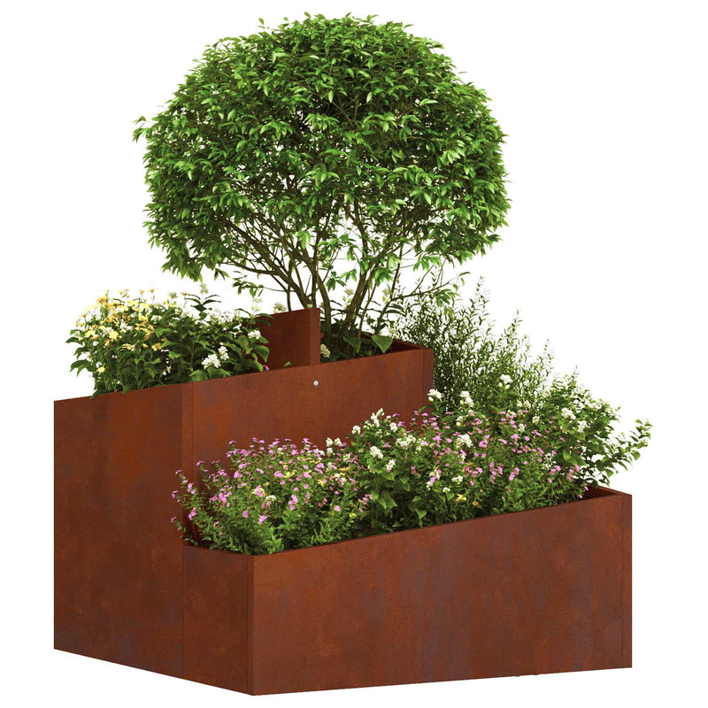 Afbeelding laden in galerijviewer, Vidaxl tuin bloempot bruin 60 x 60 x 50 cm cortenstaal
