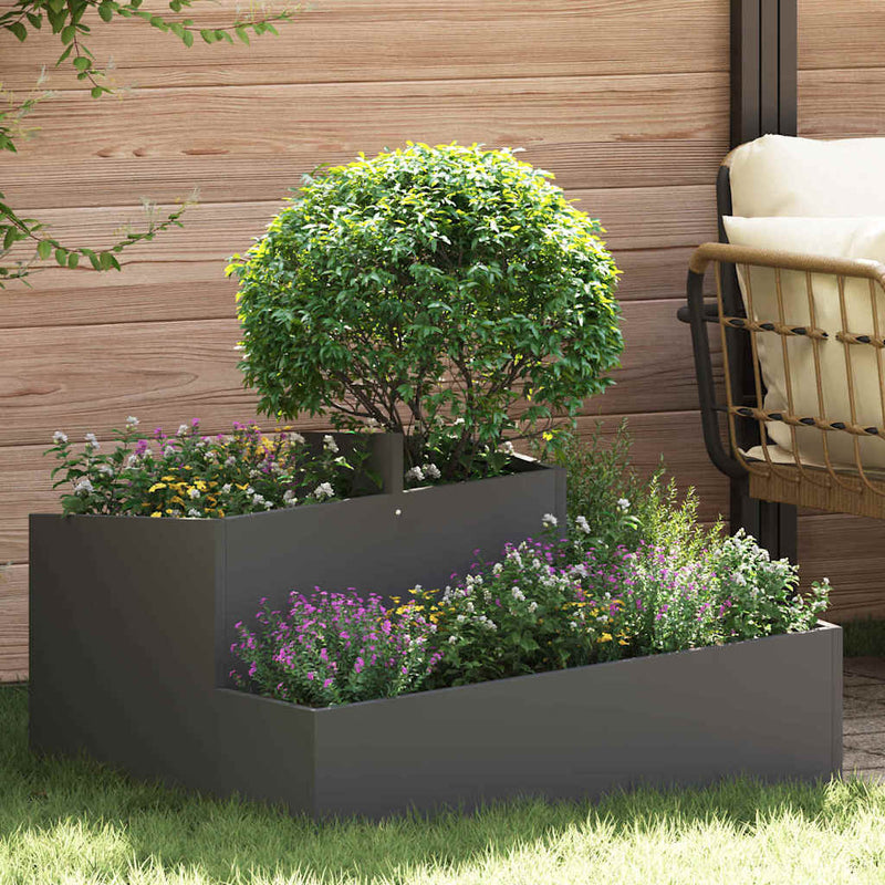 Afbeelding laden in galerijviewer, Vidaxl tuin bloempot zwart 80 x 80 x 50 cm koudgewalst staal
