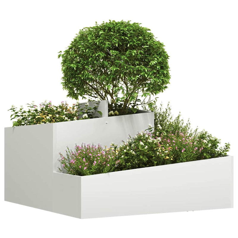 Afbeelding laden in galerijviewer, Vidaxl tuin bloempot wit 80 x 80 x 50 cm koudgewalst staal
