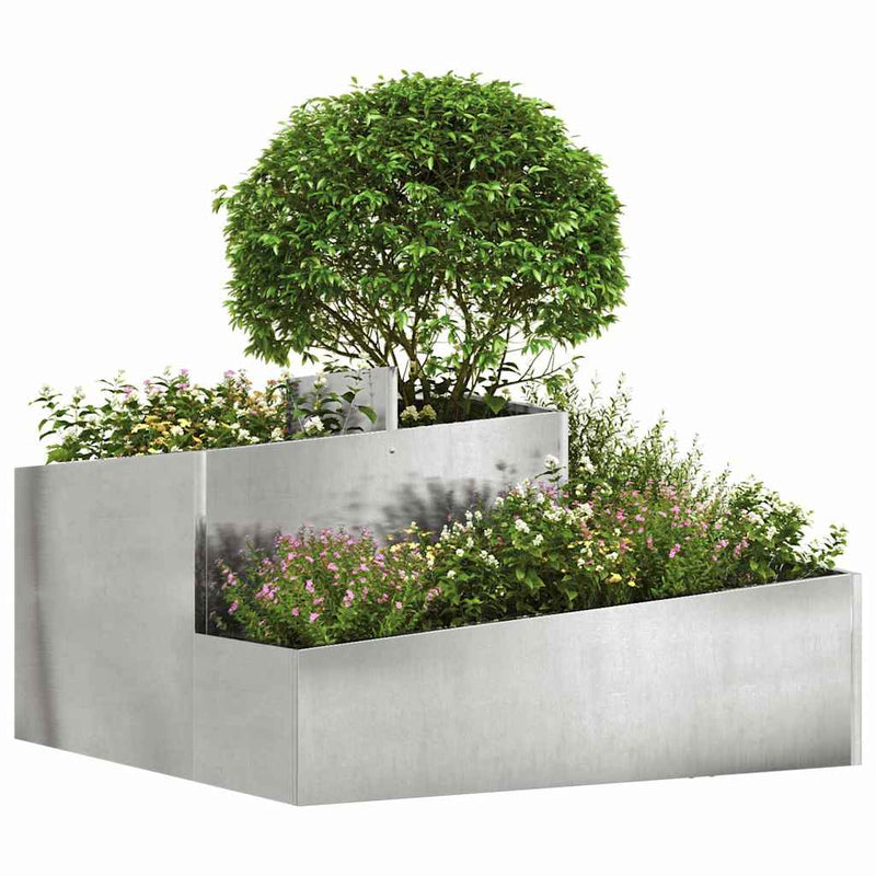 Afbeelding laden in galerijviewer, Vidaxl tuin bloempot zilver 80 x 80 x 50 cm roestvrij staal
