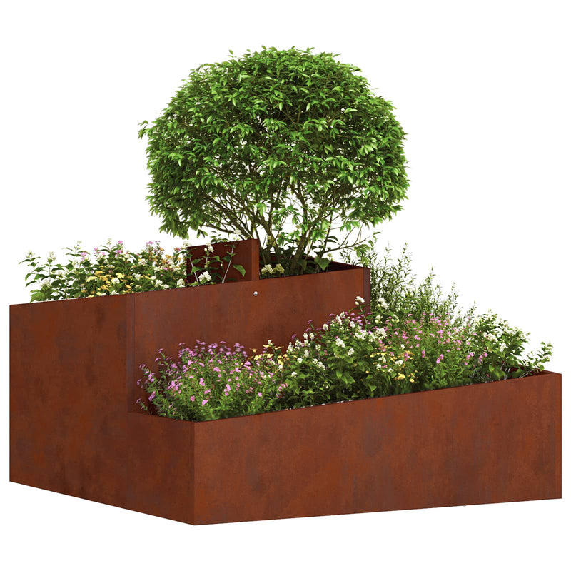 Afbeelding laden in galerijviewer, Vidaxl tuin bloempot bruin 80 x 80 x 50 cm cortenstaal
