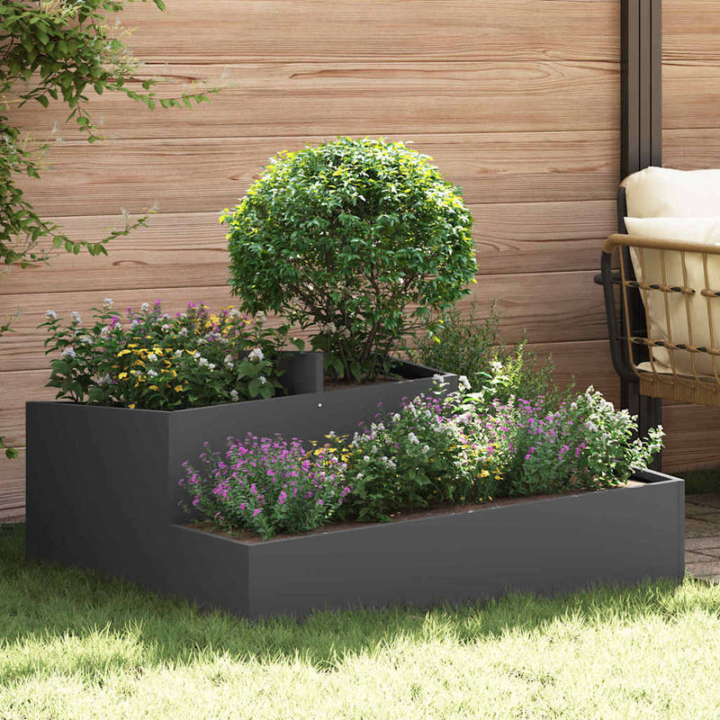 Afbeelding laden in galerijviewer, Vidaxl tuin bloempot zwart 100 x 100 x 50 cm koudgewalst staal
