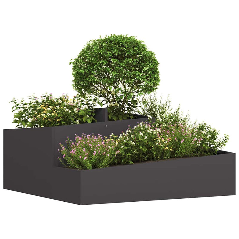 Afbeelding laden in galerijviewer, Vidaxl tuin bloempot zwart 100 x 100 x 50 cm koudgewalst staal
