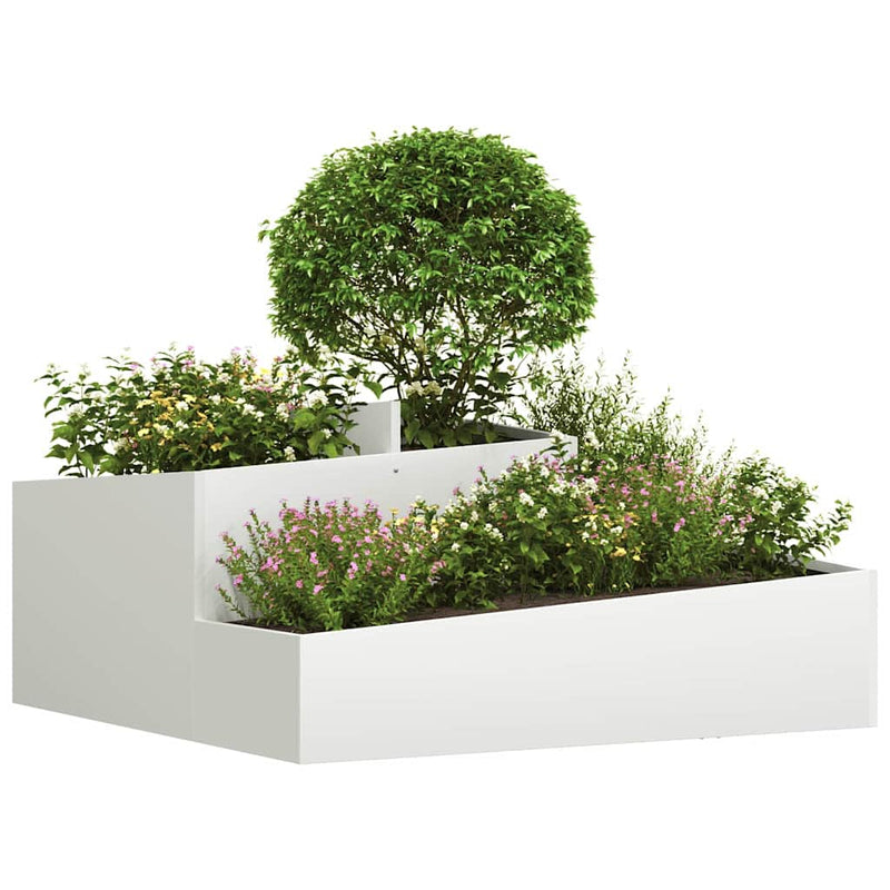 Afbeelding laden in galerijviewer, Vidaxl plantenbak wit 100 x 100 x 50 cm koudgewalst staal
