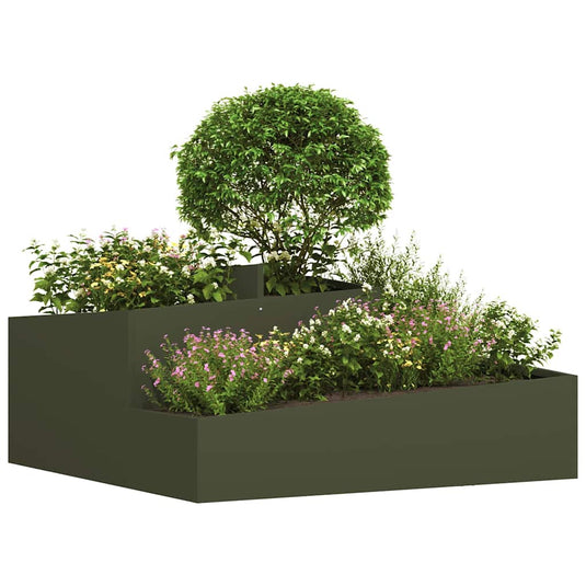 Vidaxl tuin bloempot olijf groen 100 x 100 x 50 cm koudgewalst staal