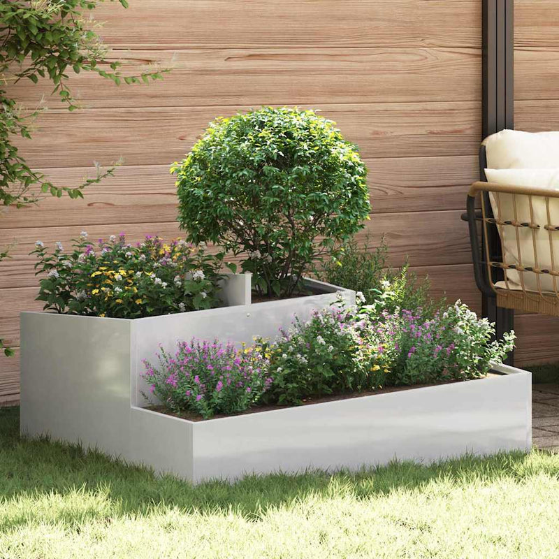 Afbeelding laden in galerijviewer, Vidaxl tuin bloempot zilver 100 x 100 x 50 cm roestvrij staal
