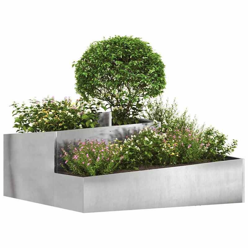 Afbeelding laden in galerijviewer, Vidaxl tuin bloempot zilver 100 x 100 x 50 cm roestvrij staal
