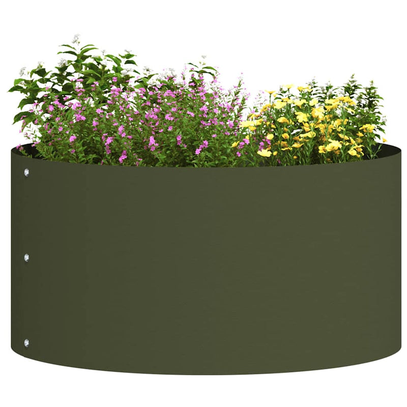 Afbeelding laden in galerijviewer, Vidaxl plantenring olijf groen 40 x 40 x 20 cm koudgewalst staal

