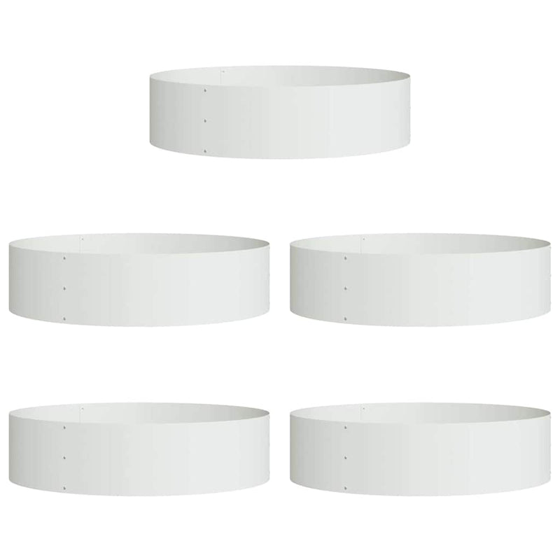 Afbeelding laden in galerijviewer, Vidaxl plantenring 5 pcs wit 80 x 80 x 20 cm koudgewalst staal
