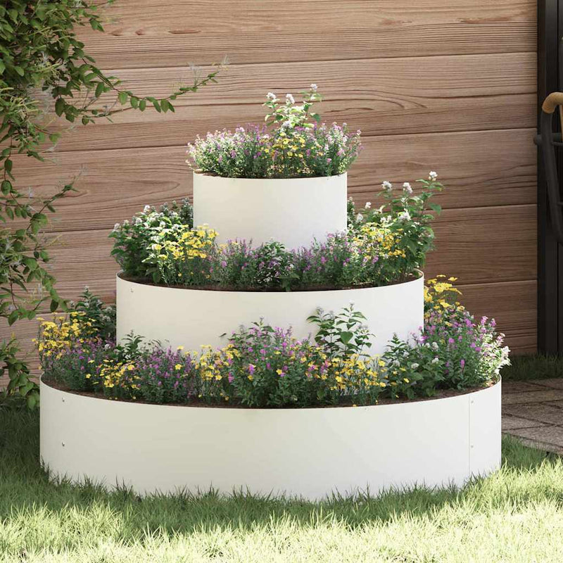 Afbeelding laden in galerijviewer, Vidaxl tuin bloempot wit 90 x 90 x 20 cm koudgewalst staal

