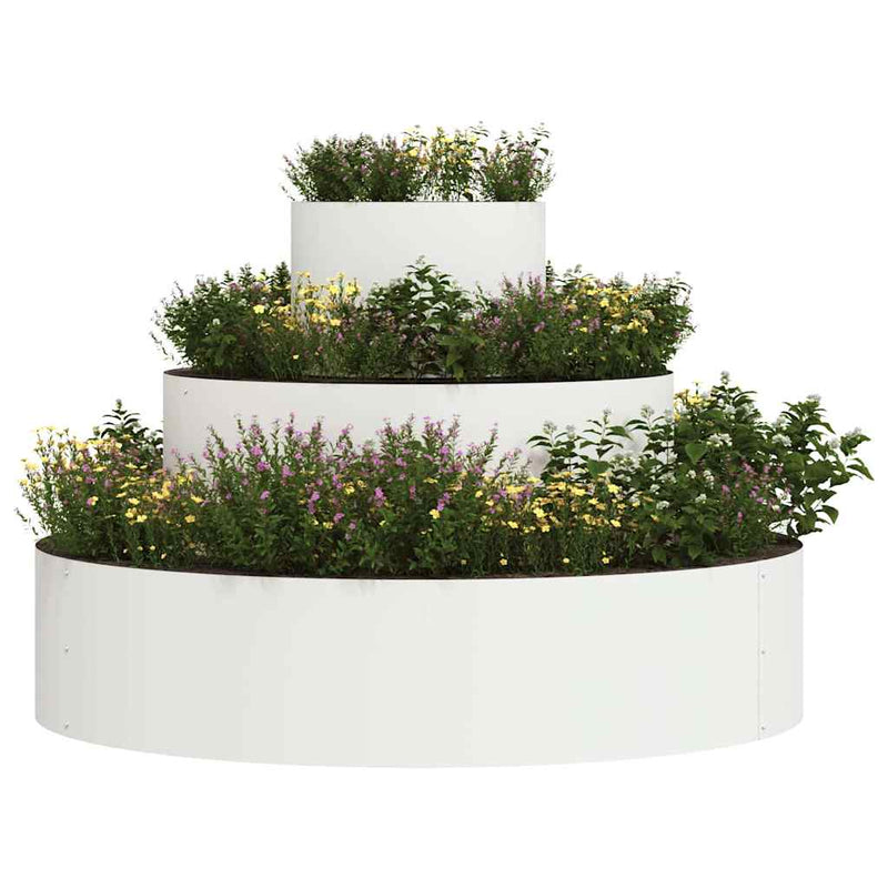 Afbeelding laden in galerijviewer, Vidaxl tuin bloempot wit 90 x 90 x 20 cm koudgewalst staal
