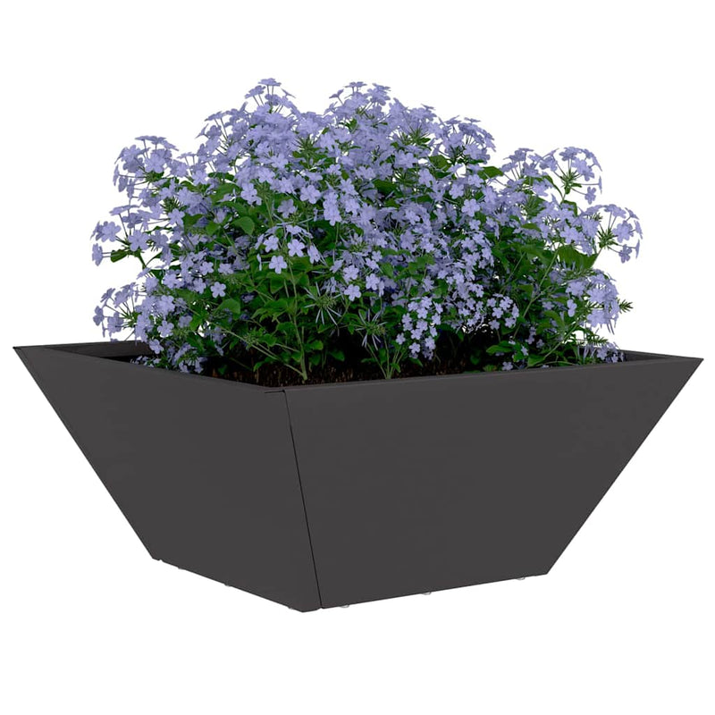 Afbeelding laden in galerijviewer, Vidaxl tuin bloempot zwart 35 x 35 x 15 cm koudgewalst staal
