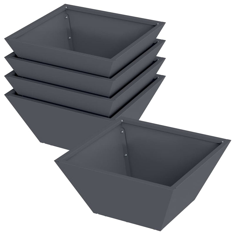 Afbeelding laden in galerijviewer, Vidaxl tuin bloempot 5 pcs antraciet 35 x 35 x 15 cm koudgewalst staal

