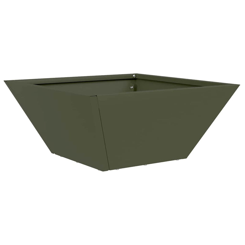 Afbeelding laden in galerijviewer, Vidaxl tuin bloempot olijf groen 35 x 35 x 15 cm koudgewalst staal
