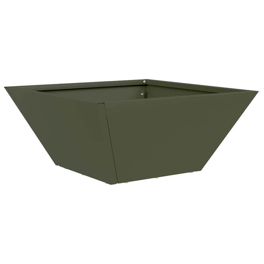 Vidaxl tuin bloempot olijf groen 35 x 35 x 15 cm koudgewalst staal