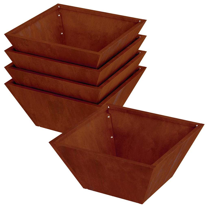 Afbeelding laden in galerijviewer, Vidaxl tuin bloempot 5 pcs roestig 35 x 35 x 15 cm cortenstaal
