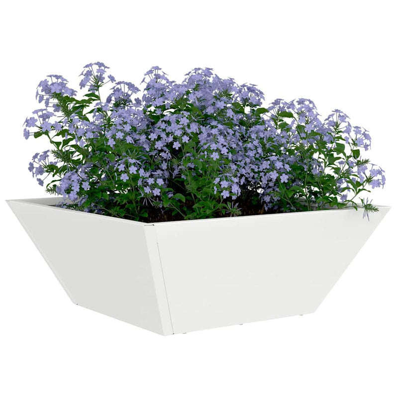 Afbeelding laden in galerijviewer, Vidaxl tuin bloempot wit 40 x 40 x 15 cm koudgewalst staal
