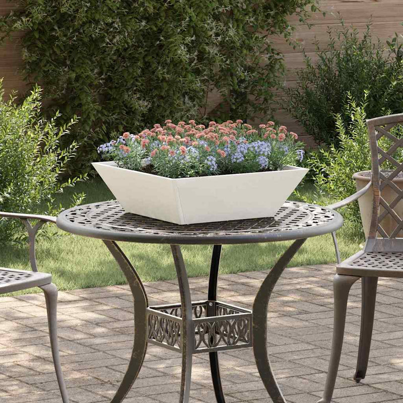 Afbeelding laden in galerijviewer, Vidaxl tuin bloempot wit 50 x 50 x 15 cm koudgewalst staal
