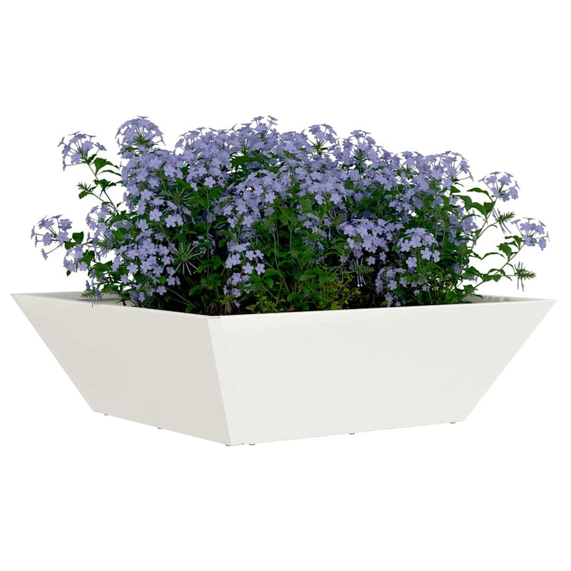 Afbeelding laden in galerijviewer, Vidaxl tuin bloempot wit 50 x 50 x 15 cm koudgewalst staal
