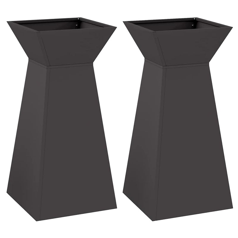Afbeelding laden in galerijviewer, Vidaxl pilaar plantenbak 2 pcs zwart 35 x 35 x 73 cm
