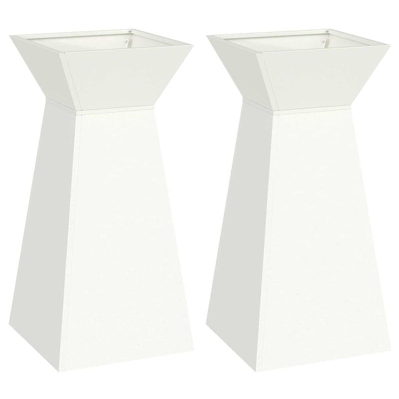 Afbeelding laden in galerijviewer, Vidaxl pilaar plantenbak 2 pcs wit 35 x 35 x 73 cm

