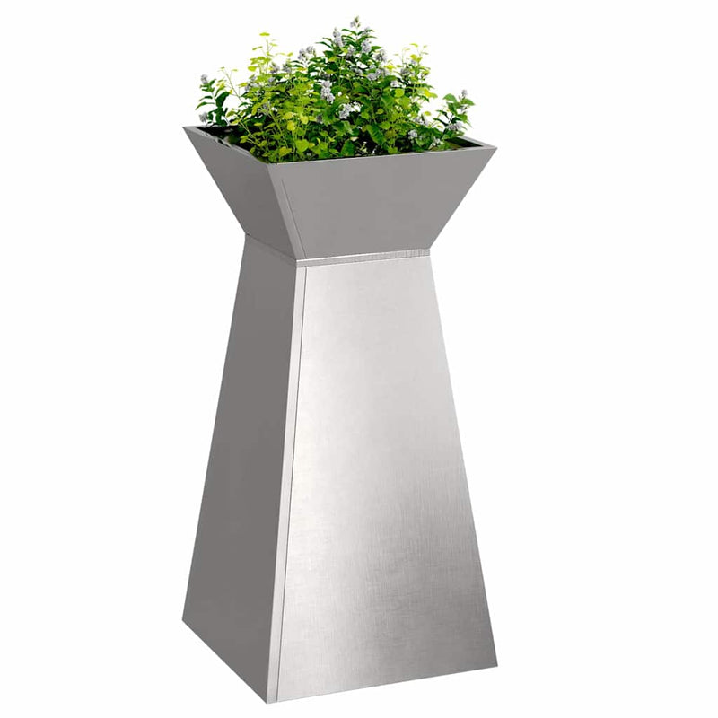 Afbeelding laden in galerijviewer, Vidaxl pilaar plantenbak zilver 35 x 35 x 73 cm roestvrij staal
