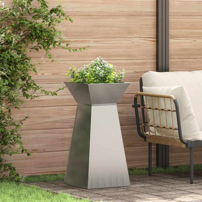 Afbeelding laden in galerijviewer, Vidaxl pilaar plantenbak 2 pcs zilver 35 x 35 x 73 cm
