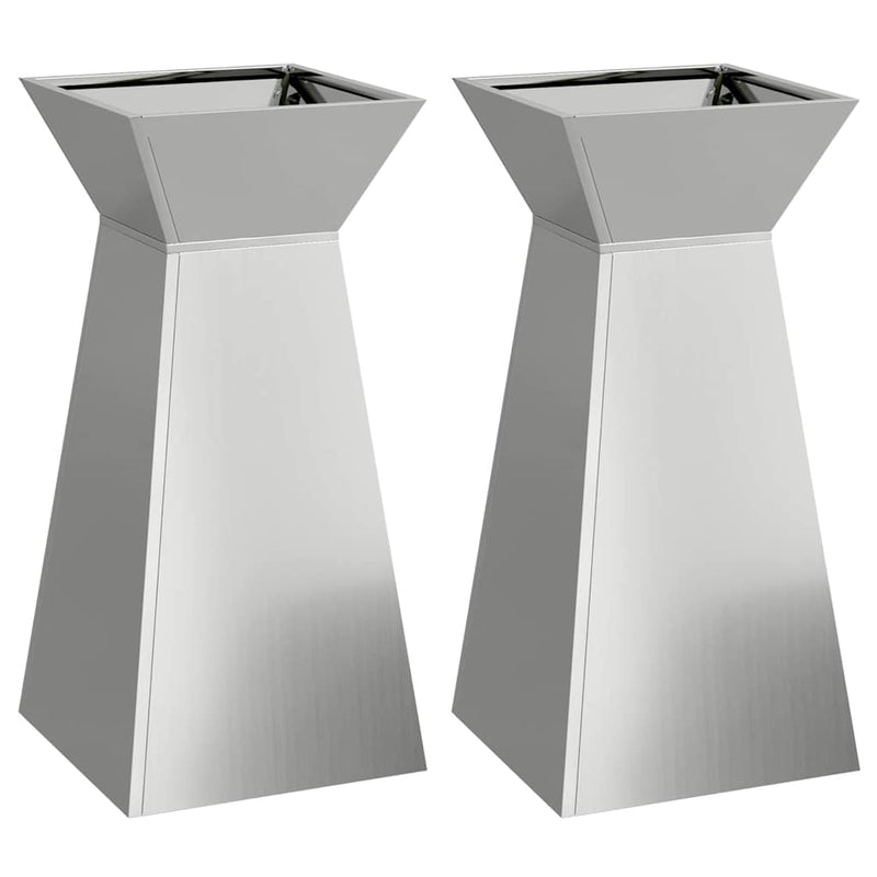 Afbeelding laden in galerijviewer, Vidaxl pilaar plantenbak 2 pcs zilver 35 x 35 x 73 cm
