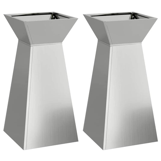 Vidaxl pilaar plantenbak 2 pcs zilver 35 x 35 x 73 cm