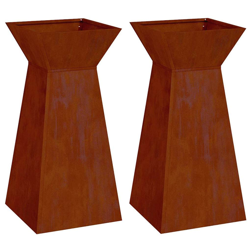 Afbeelding laden in galerijviewer, Vidaxl pilaar plantenbak 2 pcs zilver 35 x 35 x 73 cm
