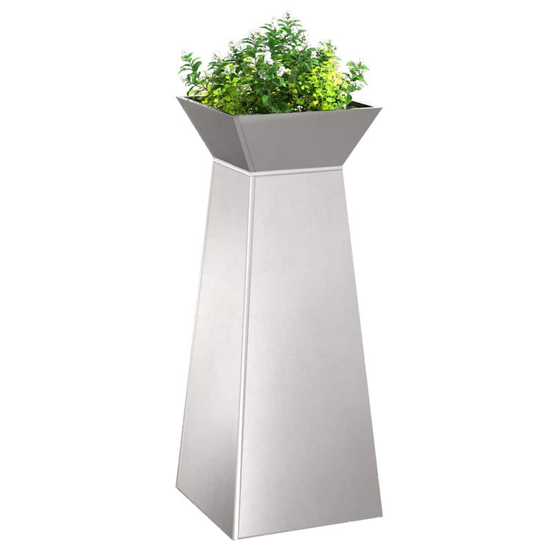 Afbeelding laden in galerijviewer, Vidaxl pilaar plantenbak 2 st zilver 40 x 40 x 100 cm roestvrij staal
