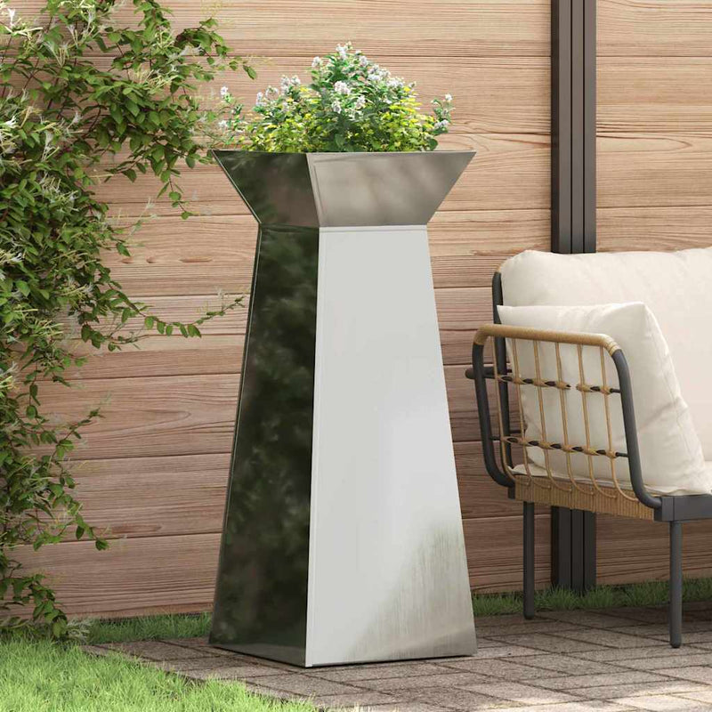 Afbeelding laden in galerijviewer, Vidaxl pilaar plantenbak 2 pcs zilver 40 x 40 x 100 cm
