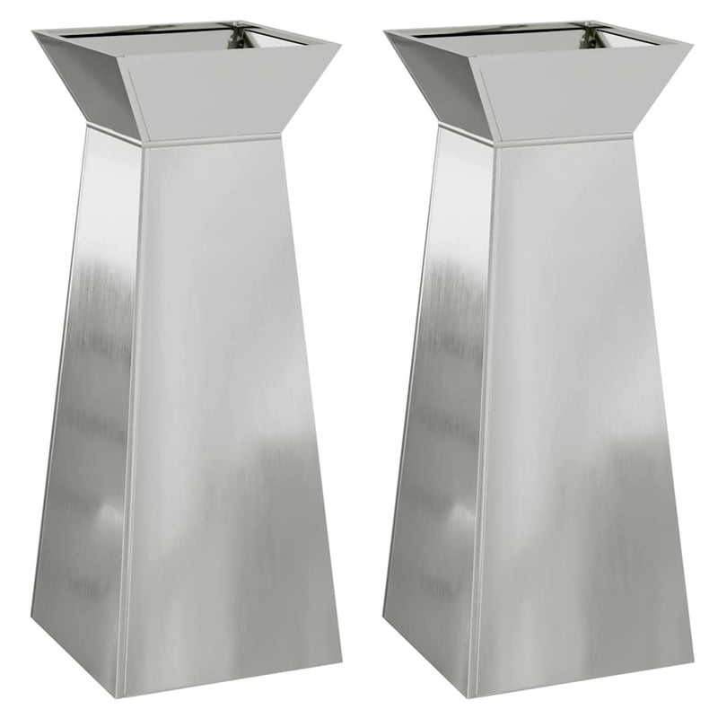 Afbeelding laden in galerijviewer, Vidaxl pilaar plantenbak 2 pcs zilver 40 x 40 x 100 cm

