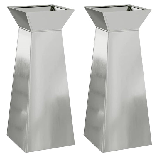 Vidaxl pilaar plantenbak 2 pcs zilver 40 x 40 x 100 cm