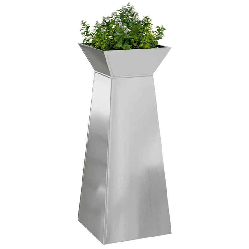 Afbeelding laden in galerijviewer, Vidaxl pilaar plantenbak 2 pcs zilver 40 x 40 x 100 cm
