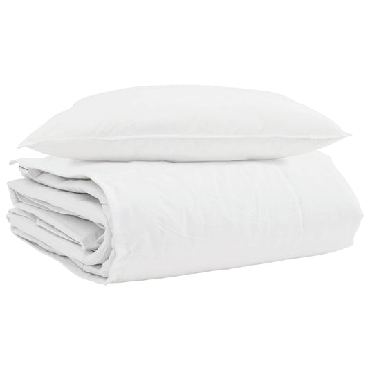 Vidaxl winter dekbed met kussen 2 pcs wit donsveertjes