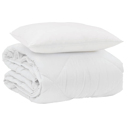 Vidaxl zomer dekbed met kussen 2 pcs wit microvezel