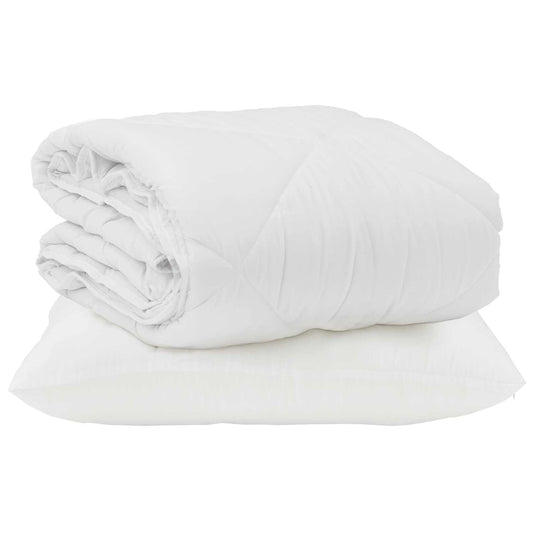Vidaxl zomer dekbed met kussen 2 pcs wit microvezel